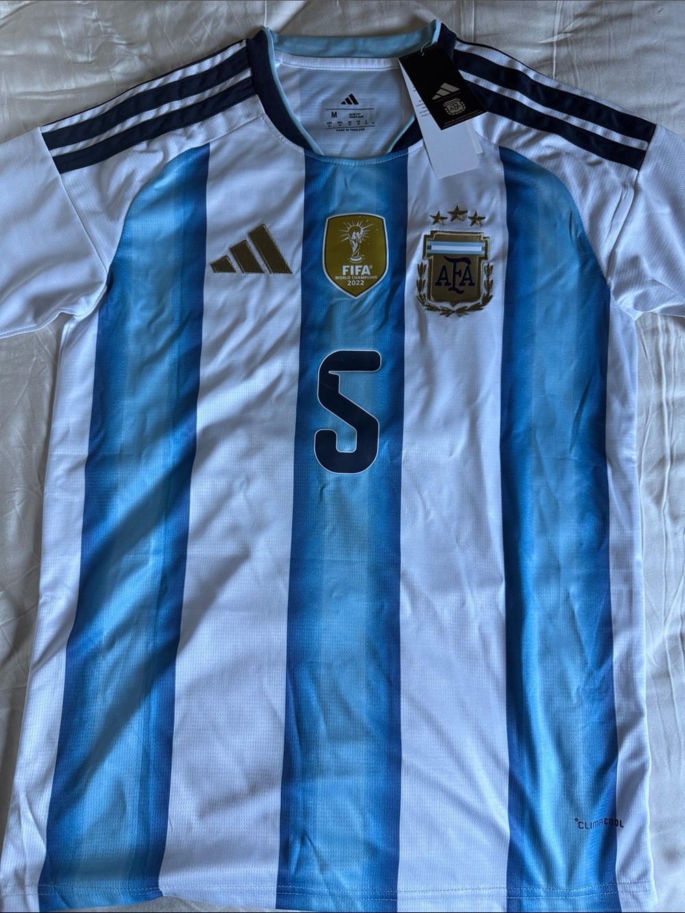 adidas Blue and White Argentina Soccer Jersey PAREDES #5  size M fan version